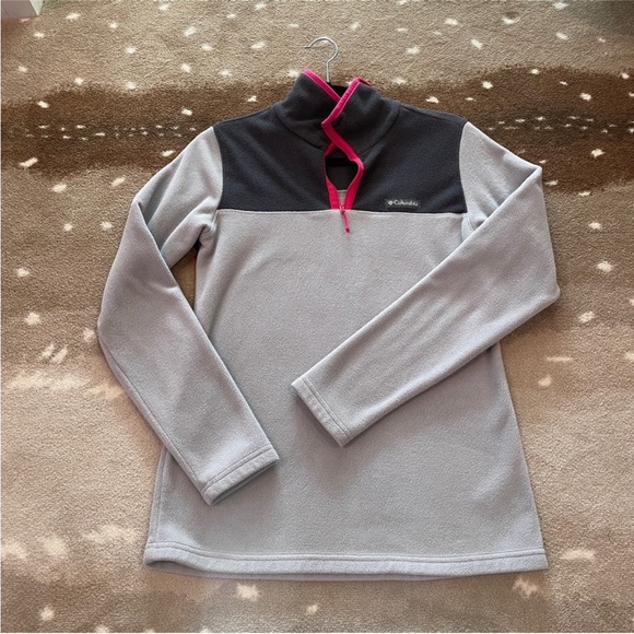 Columbia Gray/Pink Midnight Lake Quarter Zip Up Fleece Long Sleeve Top. Size S - Picture 5 of 10